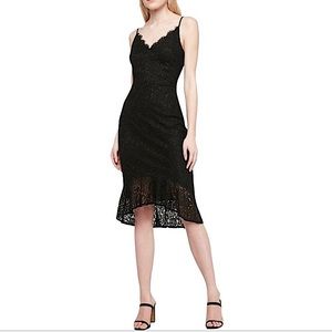 Express Black Lace Cami Midi Flounce Dress